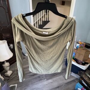 Cotton On Olive Ribbed Off-Shoulder Top